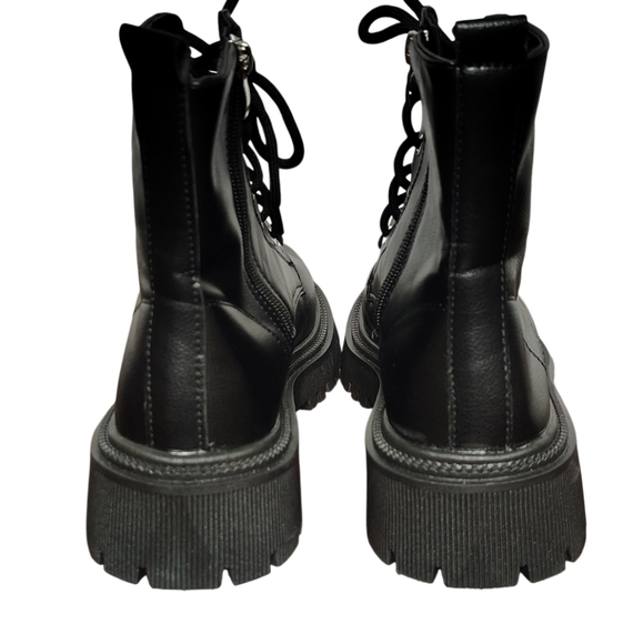 Women's Chunky Platform Combat Boots Size 40=8 Black Boots - Picture 6 of 9